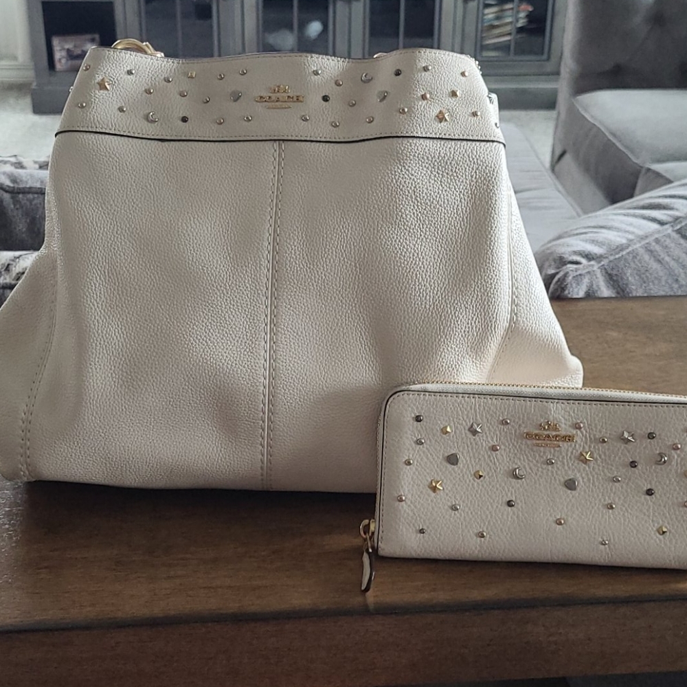 Leather Coach handbag and wallet